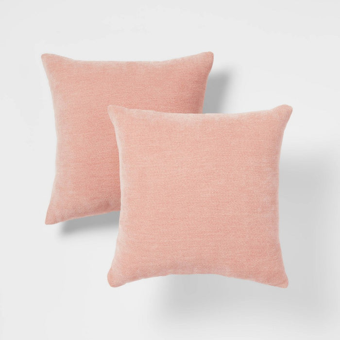 2pk Chenille Square Throw Pillows Pink - Threshold™