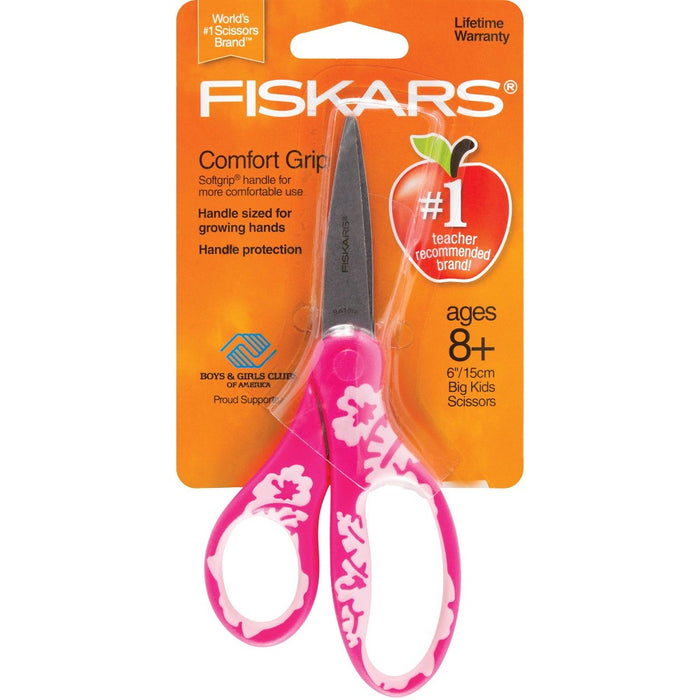 Fiskars 6" Soft Grip Big Kids Scissors - Pink Floral