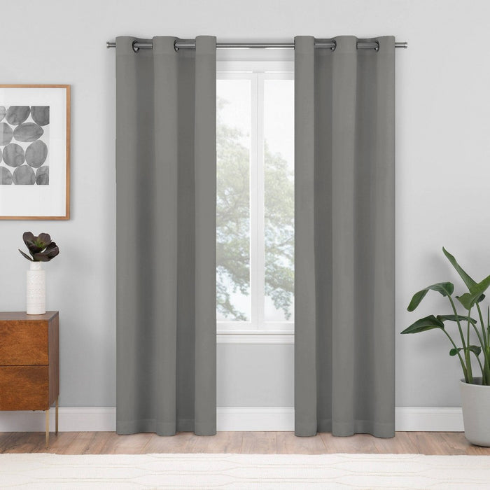 2pk 37"x63" Blackout Shadow Window Curtain Panels Gray - Eclipse