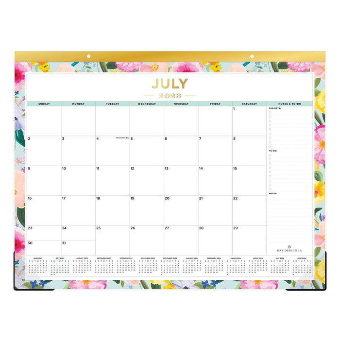 Day Designer 2023-24 Academic Desk Pad Calendar 22"x17" Monthly Trim Tape Enchanted Blue