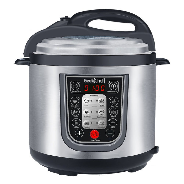 Geekchef New Generation 11-In-1 Multi-Functional Electric Pressure Cooker,Stainless Steel Cooking Pot With Sous Vide Function, 6Qt/1000W