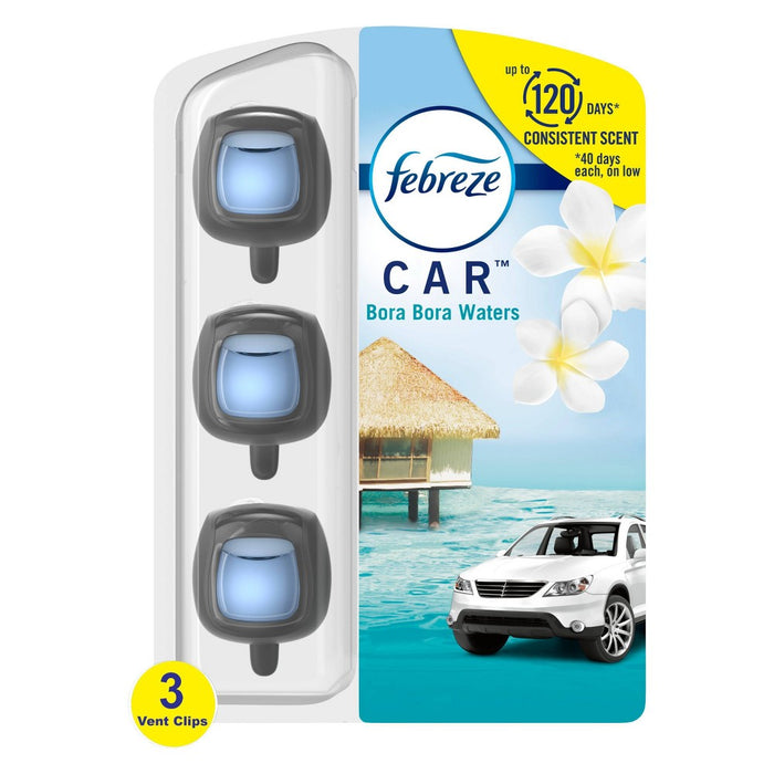 Febreze Car Air Freshener Vent Clip - Bora Bora Scent - 0.20 fl oz/3pk