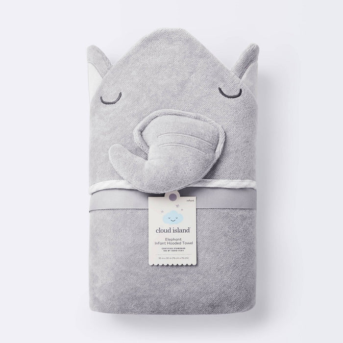 Baby Elephant Hooded Towel - Cloud Island™ Gray