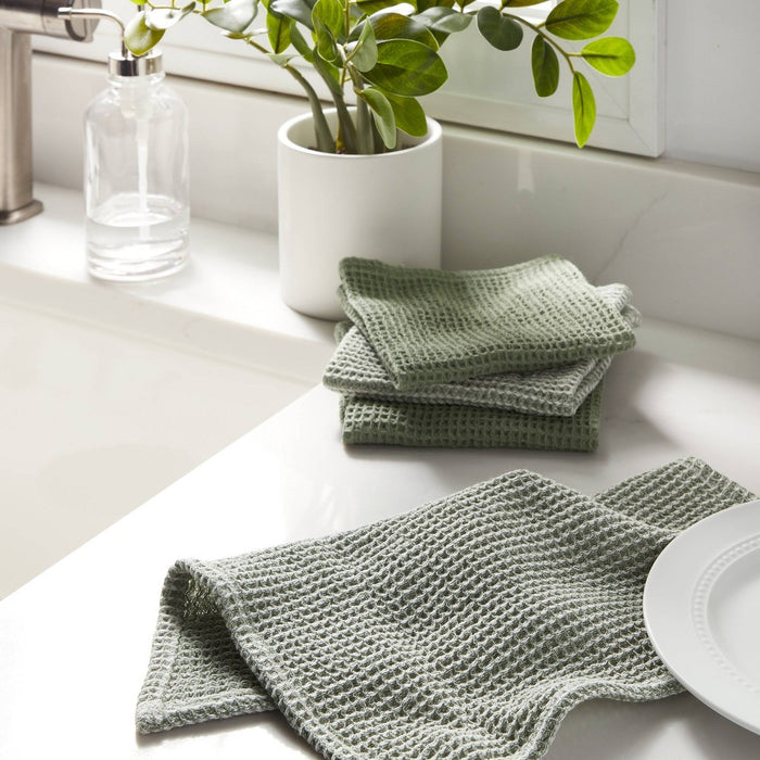 12" x 12" Cotton Waffle Dishcloths with Hemming Pack Green - Threshold™