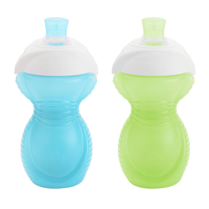 Munchkin Click Lock 9oz Bite Proof Soft Spout Sippy Cup - 2pk Blue/Green