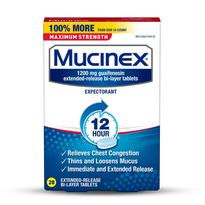 Mucinex Max Strength 12Hour Chest Congestion Medicine - Tablets - 28ct