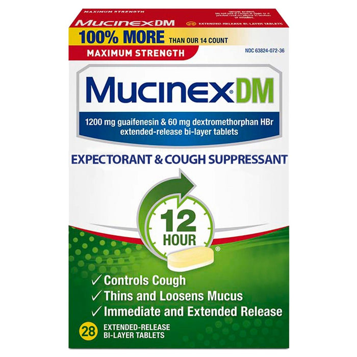 Mucinex DM Max Strength 12 Hour Cough Medicine - Tablets - 28ct