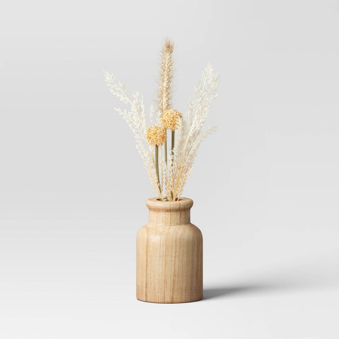 Small Grass Arrangement in Wood Pot - Threshold
