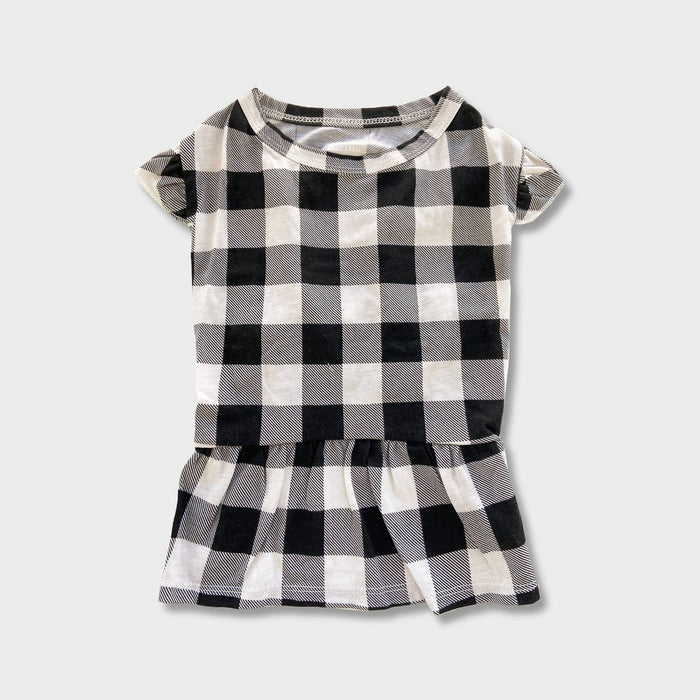 Grayson Pup Buff Check Dog Dress - Black - L