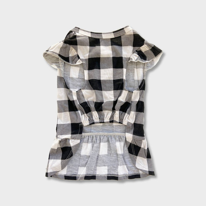 Grayson Pup Buff Check Dog Dress - Black - L