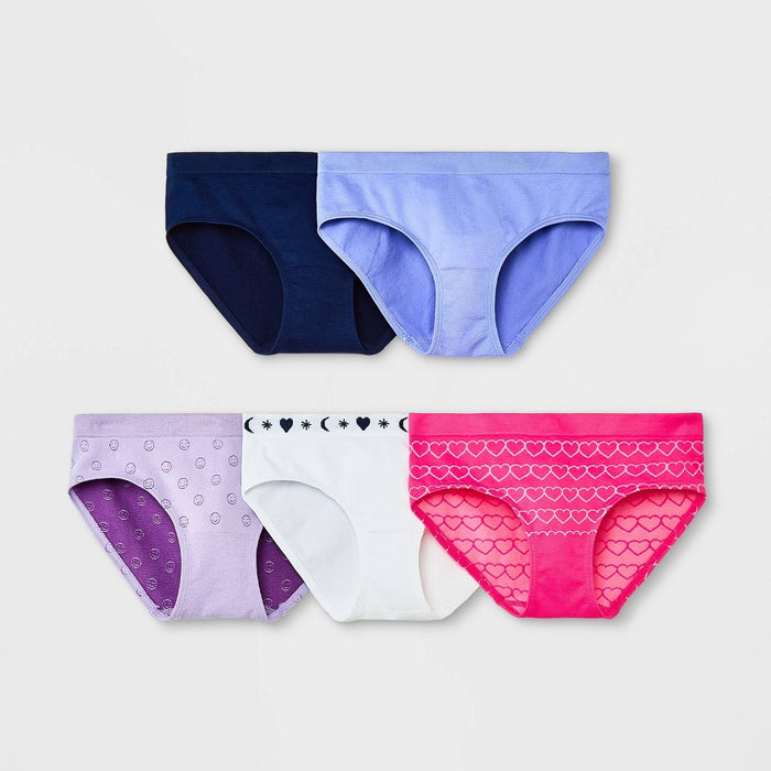 Girls' 5pk Seamless Smiley Underwear - Cat & Jack Navy Blue XL