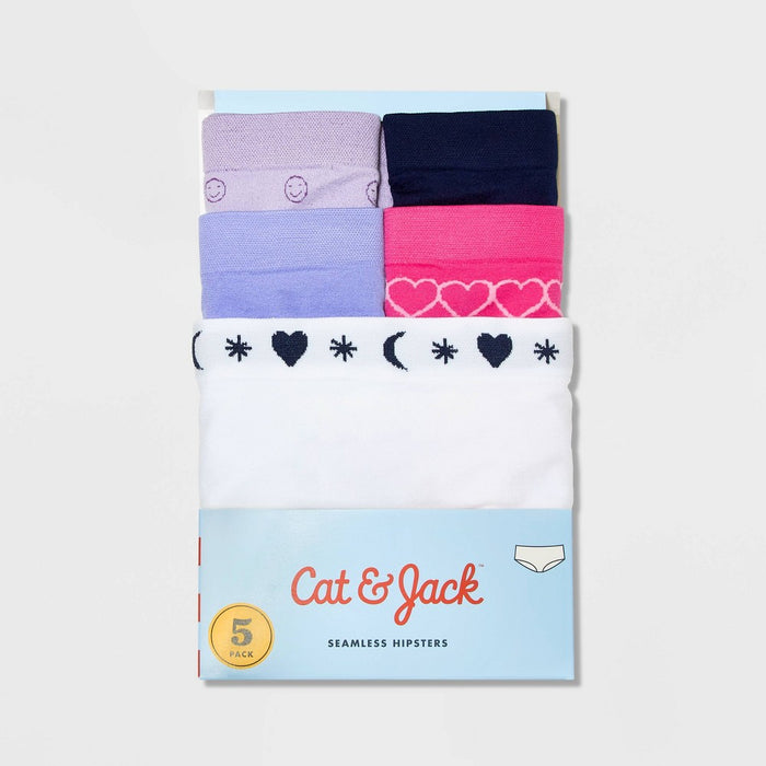 Girls' 5pk Seamless Smiley Underwear - Cat & Jack Navy Blue XL