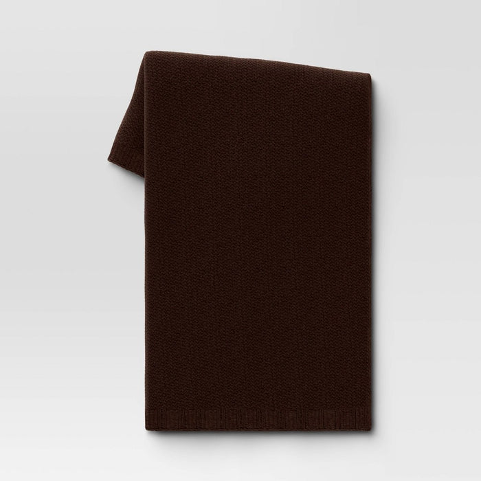 Solid Chenille Knit Throw Blanket Dark Brown - Threshold