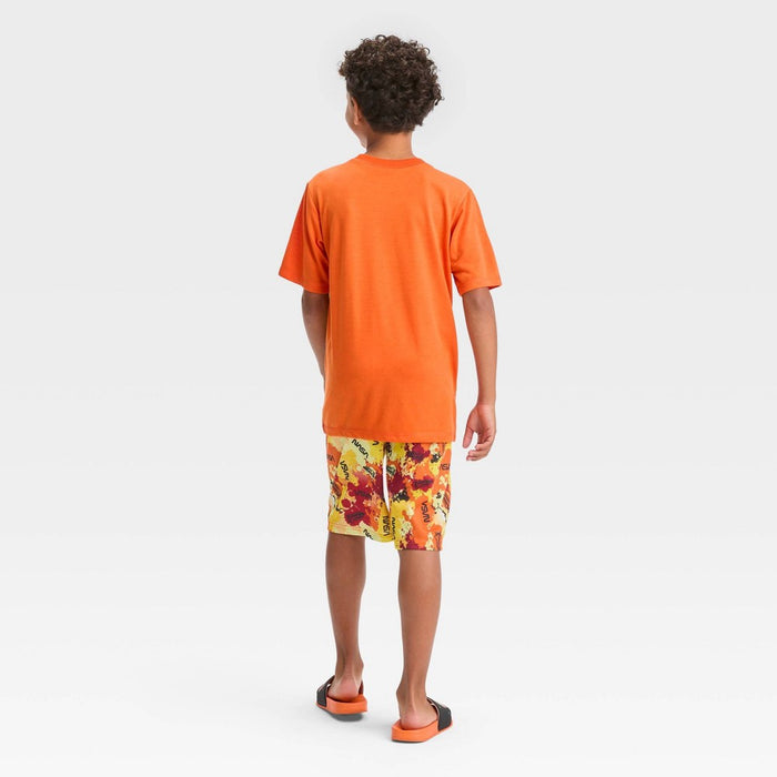 Boys' NASA 2pc Pajama Set with Slide Sandals - Orange 4-5