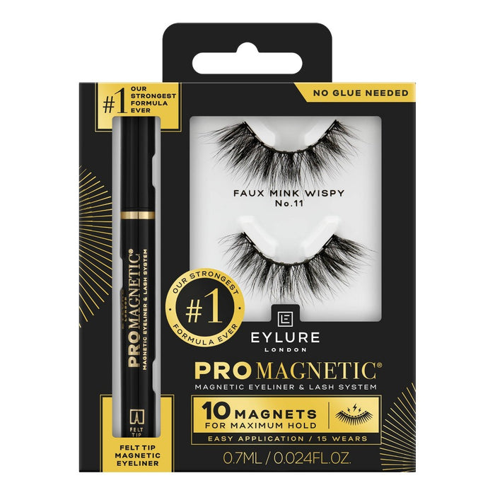 Eylure Promagnetic 10 Magnet Wispy No. 11 False Eyelashes with Felt Tip Eyeliner - 1 Pair