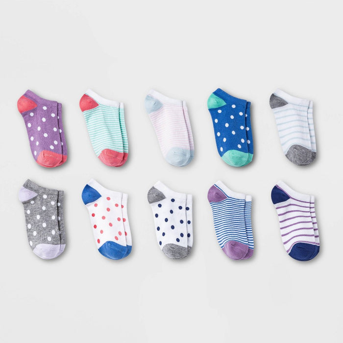 Girls' 10pk Lightweight Low Cut Socks - Cat & Jack S
