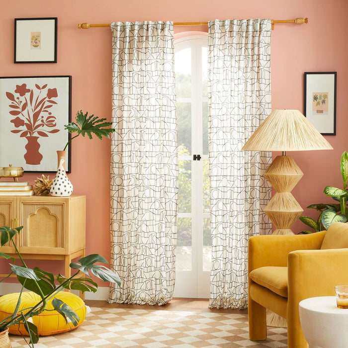 1pc 54"x95" Light Filtering Embroidery Bridges Window Curtain Panel White - Opalhouse designed with Jungalow
