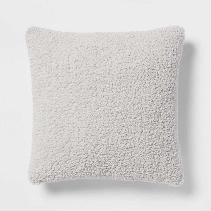 Euro Traditional Cozy Faux Shearling Fur Decorative Throw Pillow Gray - Threshold