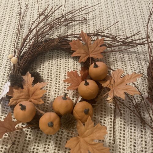 Fall Wreath Front Door Thanksgiving Harvest Pumpkin Farmhouse Hanging 4 Total