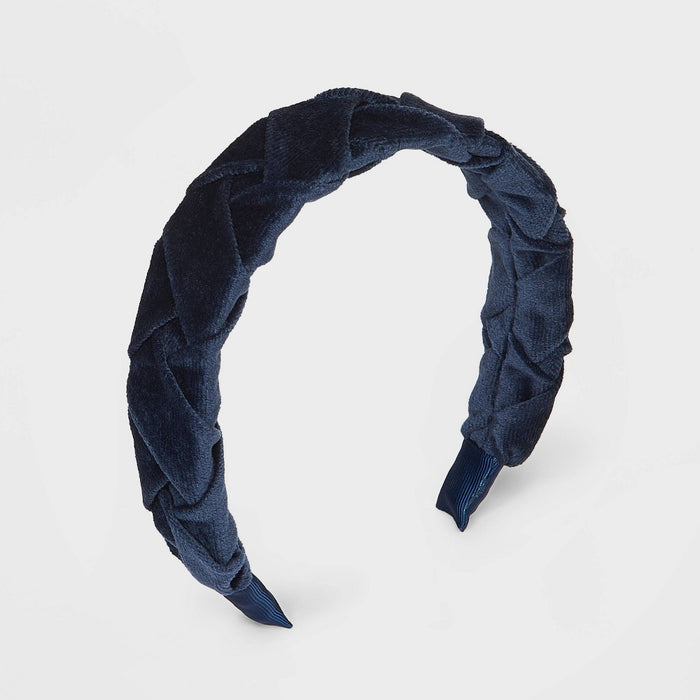Girls' Braided Velvet Headband - art class Navy