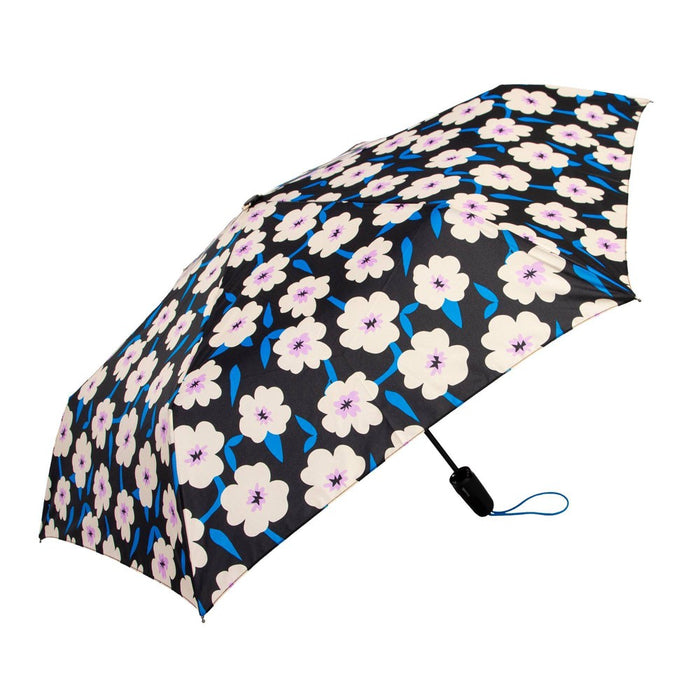 ShedRain Auto Open Auto Close Compact Umbrella - Black Floral
