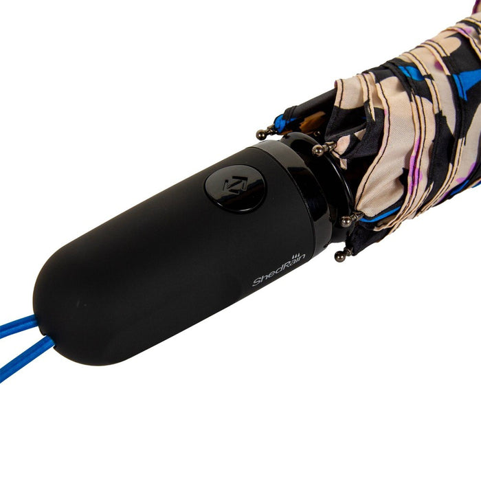 ShedRain Auto Open Auto Close Compact Umbrella - Black Floral
