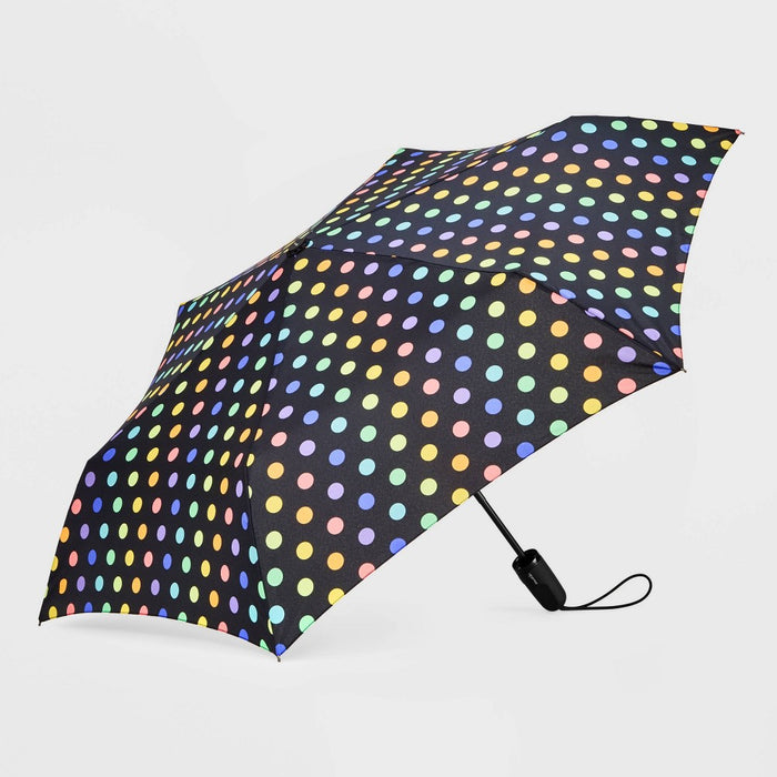 ShedRain Polka Dots Auto Open Auto Close Compact Umbrella - Rainbow