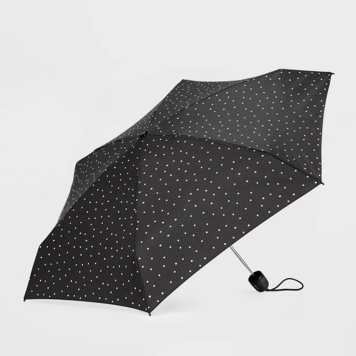 ShedRain Polka Dots Mini Manual Compact Umbrella - White Dots