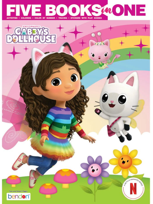 Gabby's Dollhouse 144-Page 5-in-1 Coloring Book, Paperback, by Bendon