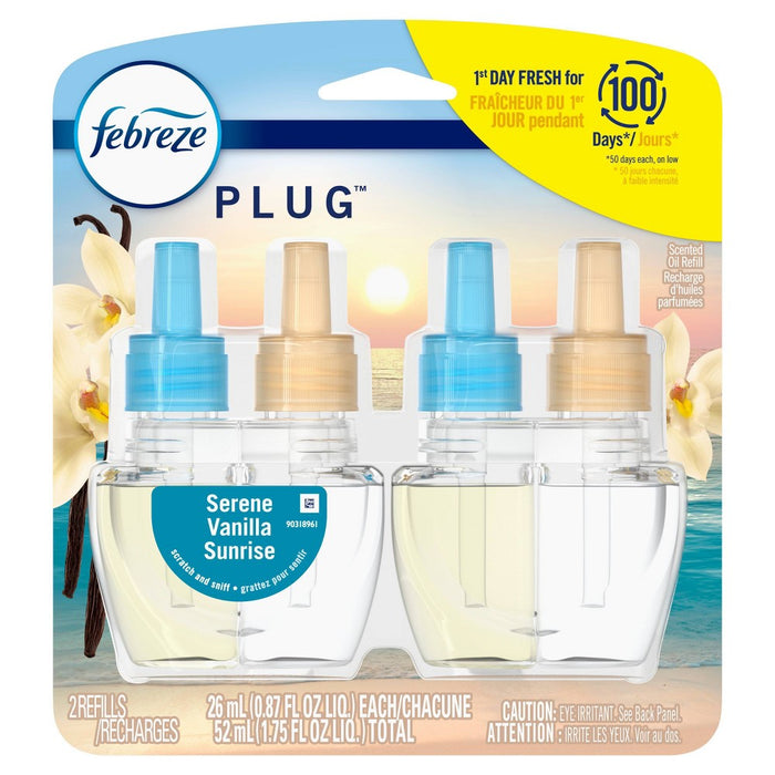 Febreze Odor-Fighting Fade Defy Plug Air Freshener - Serene Vanilla Sunrise - 0.87 fl oz