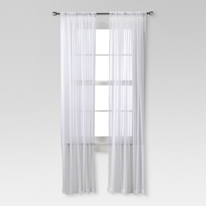 1pc 52"x84" Sheer Chiffon Curtain Panel White - Threshold