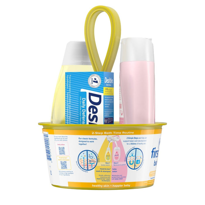 Johnson's First Touch Baby Gift Set Includes Baby Bath Wash & Shampoo, Body Lotion, & Diaper Rash Cream - 3ct