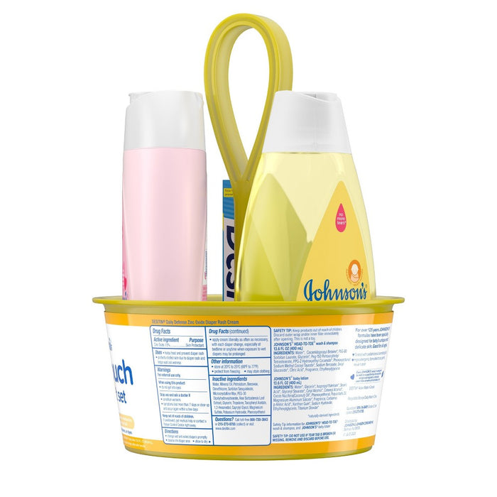 Johnson's First Touch Baby Gift Set Includes Baby Bath Wash & Shampoo, Body Lotion, & Diaper Rash Cream - 3ct
