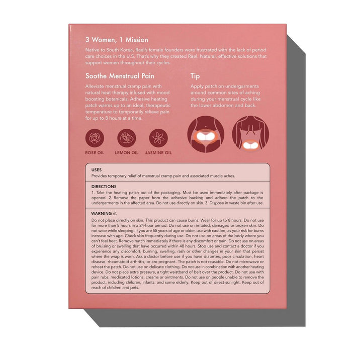 Rael Heating Patch for Menstrual Cramps with Extra Coverage - 8ct.