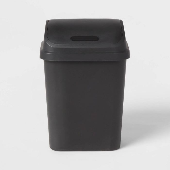 7.8gal Swing Top Waste Can Black - Brightroom
