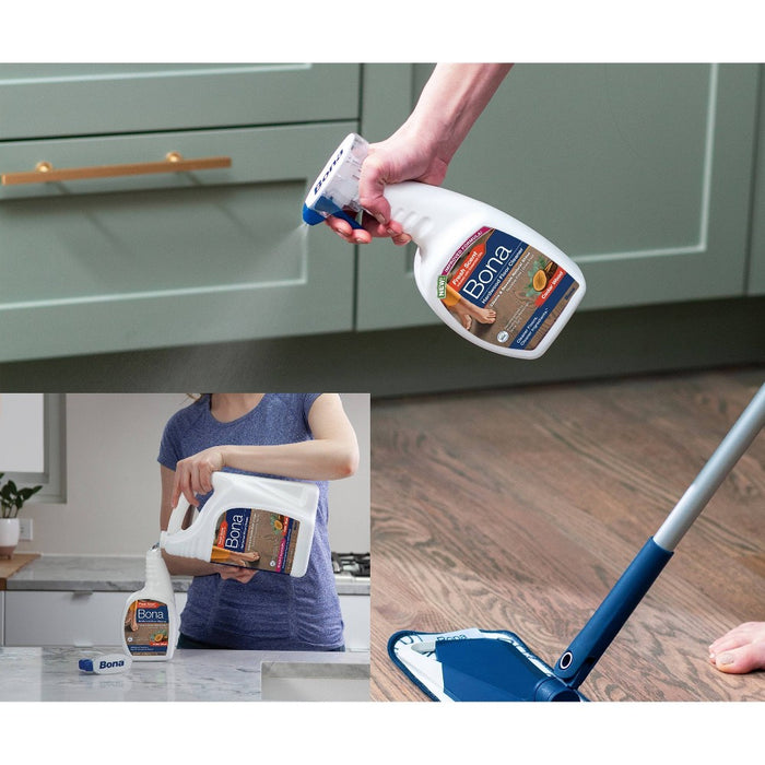 Bona Cedarwood Eucalyptus Peony Cleaning Products Wood Cleaner Spray + Mop Multi-Purpose Floor Cleaner - 32 fl oz