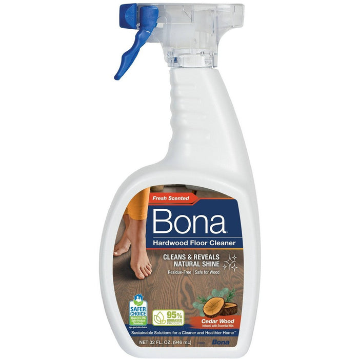 Bona Cedarwood Eucalyptus Peony Cleaning Products Wood Cleaner Spray + Mop Multi-Purpose Floor Cleaner - 32 fl oz