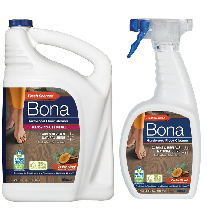 Bona Cedarwood Eucalyptus Peony Cleaning Products Wood Cleaner Spray + Mop Multi-Purpose Floor Cleaner - 32 fl oz