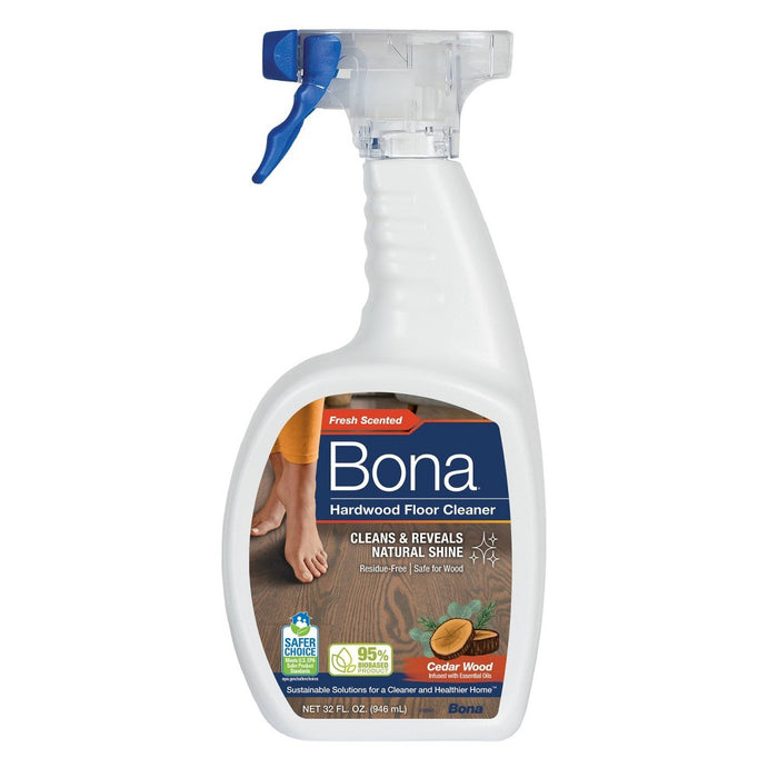 Bona Cedarwood Eucalyptus Peony Cleaning Products Wood Cleaner Spray + Mop Multi-Purpose Floor Cleaner - 32 fl oz