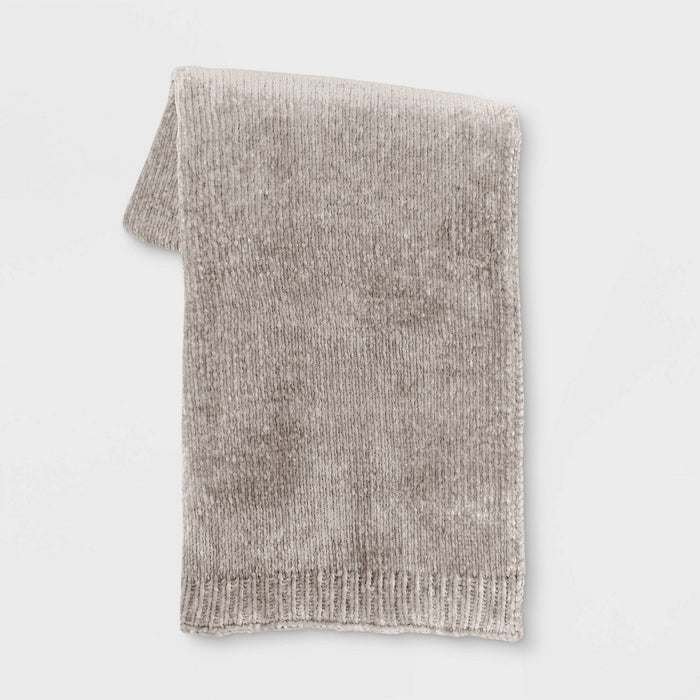 50"x60" Shiny Chenille Throw Blanket Neutral - Threshold
