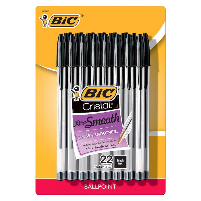 BIC Cristal Xtra Smooth Ballpoint Pens, 1.2mm, 22ct - Black2