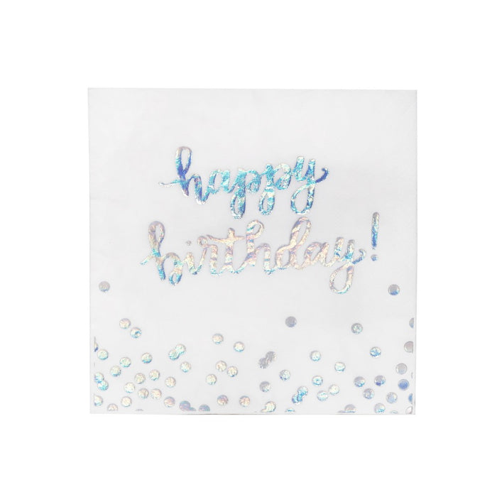 20ct Holographic Disposable Lunch Napkin White - Spritz