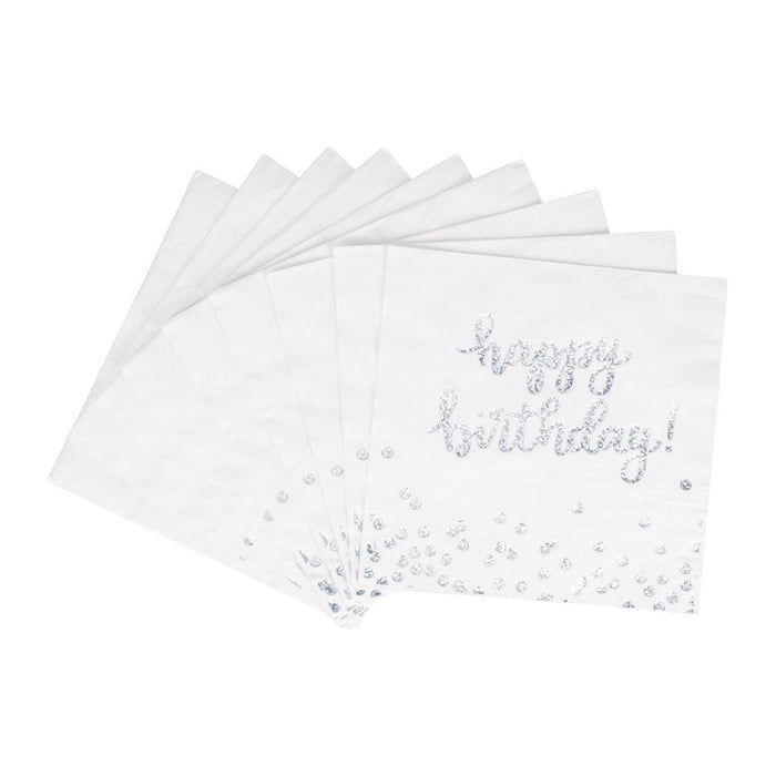 20ct Holographic Disposable Lunch Napkin White - Spritz