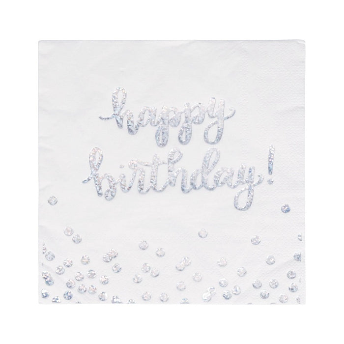 20ct Holographic Disposable Lunch Napkin White - Spritz