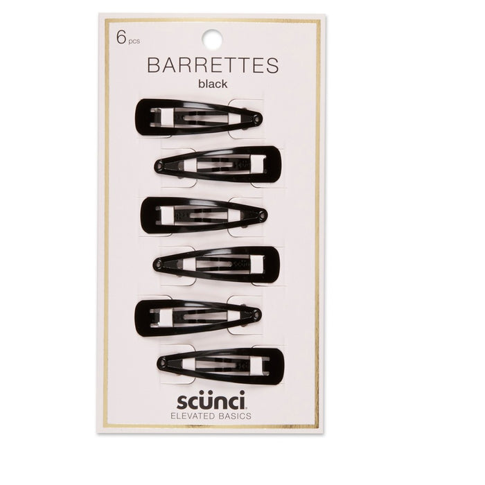 scunci Contour Hair Clips - Black - 6pk