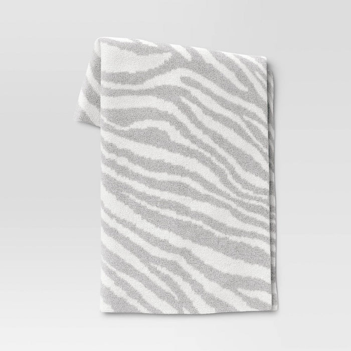 Cozy Feathery Knit Zebra Throw Blanket Gray - Threshold