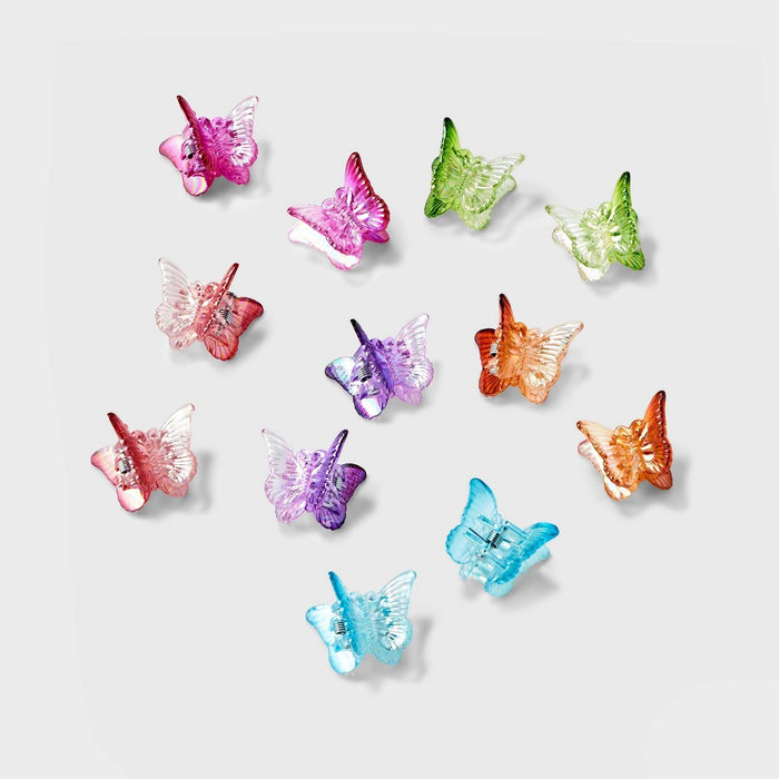 Girls' 12pk Mini Iridescent Butterfly Claw Clips - art class