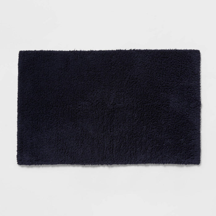 20"x34" Performance Plus Cotton Reversible Bath Rug/Runner Navy - Threshold