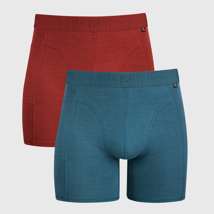 Hanes Premium Men's Explorer Boxer Briefs 2pk - Red/Blue M