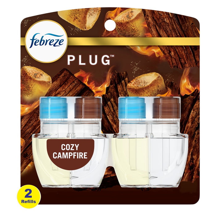 Febreze Odor-Fighting Fade Defy Plug Air Freshener - Cozy Campfire - 1.74 fl oz/2pk